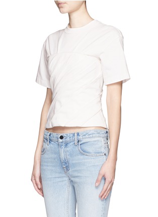 Front View - Click To Enlarge - ALEXANDER WANG - Ruched jersey bustier T-shirt