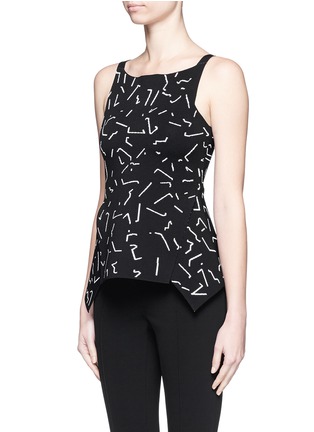 Front View - Click To Enlarge - ALEXANDER WANG - Shadow Line jacquard peplum top