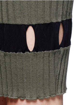 Detail View - Click To Enlarge - ALEXANDER WANG - Perforated stripe knit wool skirt