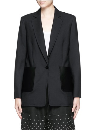 Main View - Click To Enlarge - ALEXANDER WANG - Leather pocket oversize twill blazer