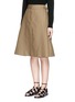 Front View - Click To Enlarge - ALEXANDER WANG - Folded side pleat A-line midi skirt