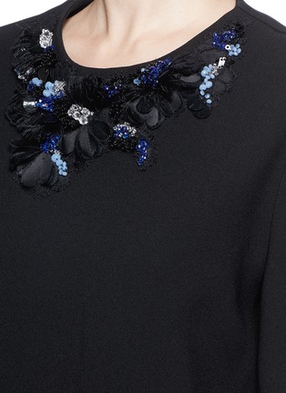 Detail View - Click To Enlarge - 3.1 PHILLIP LIM - Floral lace embellished neckline crepe top