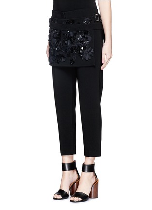Front View - Click To Enlarge - 3.1 PHILLIP LIM - Floral embellished cropped apron crepe pants