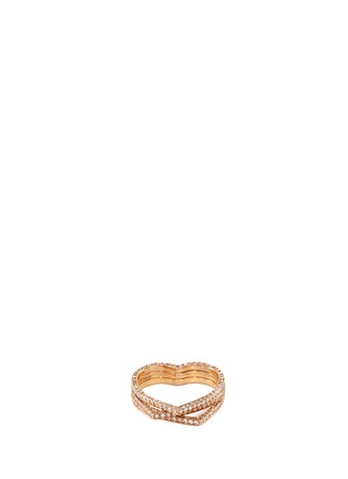 Main View - Click To Enlarge - REPOSSI - 'Antifer' diamond 18k rose gold three row heart ring