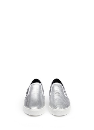 Figure View - Click To Enlarge - PEDDER RED - 'Daly' croc effect perforated metallic leather slip-ons