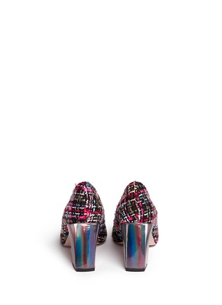 Back View - Click To Enlarge - PEDDER RED - 'Casey' holographic leather heel tweed pumps