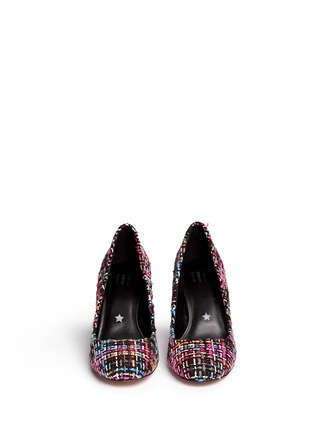 Figure View - Click To Enlarge - PEDDER RED - 'Casey' holographic leather heel tweed pumps