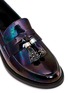Detail View - Click To Enlarge - PEDDER RED - 'Hayden' oil slick patent leather penny loafers