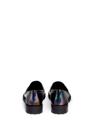 Back View - Click To Enlarge - PEDDER RED - 'Hayden' oil slick patent leather penny loafers