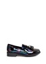 Main View - Click To Enlarge - PEDDER RED - 'Hayden' oil slick patent leather penny loafers