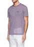 Front View - Click To Enlarge - CANALI - Colourblock stripe cotton-linen jersey T-shirt