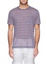 Main View - Click To Enlarge - CANALI - Colourblock stripe cotton-linen jersey T-shirt