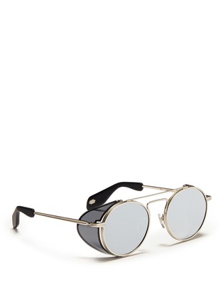 Figure View - Click To Enlarge - ANDERNE - 'Cloud No 9' acetate blinker round metal sunglasses