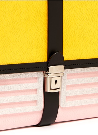 Detail View - Click To Enlarge - MSGM - Oversize colourblock leather shoulder bag
