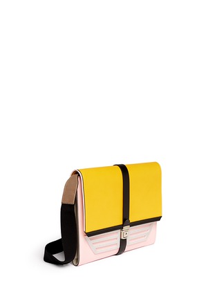 Front View - Click To Enlarge - MSGM - Oversize colourblock leather shoulder bag