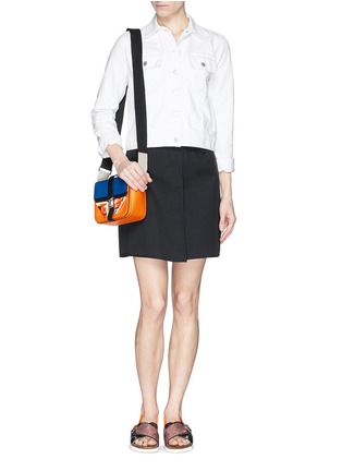 Figure View - Click To Enlarge - MSGM - Acetate wing colourblock leather bag