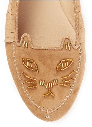 Detail View - Click To Enlarge - CHARLOTTE OLYMPIA - 'Moccasin Kitty' suede flats