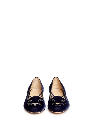 Figure View - Click To Enlarge - CHARLOTTE OLYMPIA - 'Kitty' velvet flats