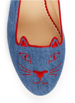 Detail View - Click To Enlarge - CHARLOTTE OLYMPIA - 'Kitty' denim flats