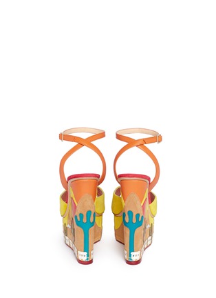 Back View - Click To Enlarge - CHARLOTTE OLYMPIA - 'Wild, Wild Wedge' suede platform sandals