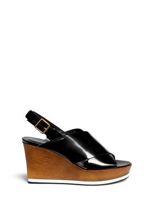 Main View - Click To Enlarge - FABIO RUSCONI - 'Givy' leather slingback wooden wedge sandals