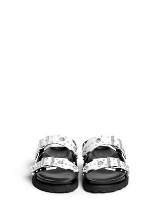 Figure View - Click To Enlarge - FABIO RUSCONI - 'Oli' stud rhinestone leather slide sandals