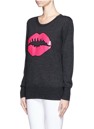 Front View - Click To Enlarge - MARKUS LUPFER - Smacker lip sequin sweater