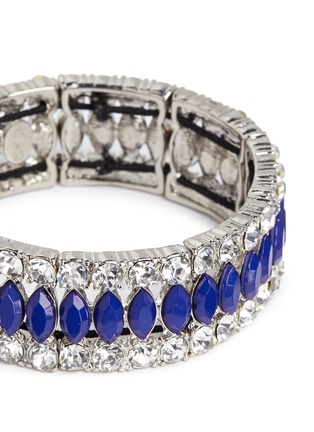 Detail View - Click To Enlarge - KENNETH JAY LANE - Crystal and lapis elasticated bracelet