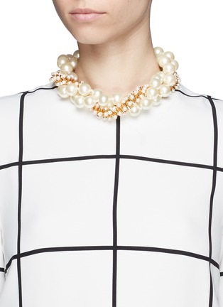 Figure View - Click To Enlarge - KENNETH JAY LANE - Large pearl and bead multi tier necklace