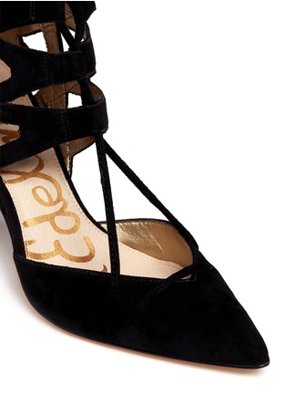 Detail View - Click To Enlarge - SAM EDELMAN - 'Zavier' suede caged pumps