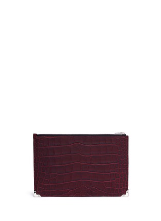 Back View - Click To Enlarge - ALEXANDER WANG - Prisma croc embossed flat pouch