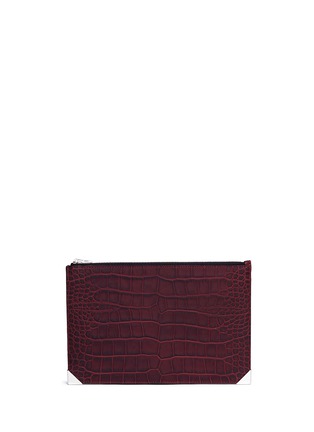 Main View - Click To Enlarge - ALEXANDER WANG - Prisma croc embossed flat pouch