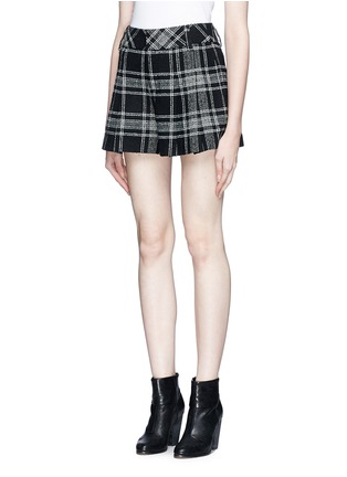 Front View - Click To Enlarge - ALICE & OLIVIA - Plaid pleat high waist shorts