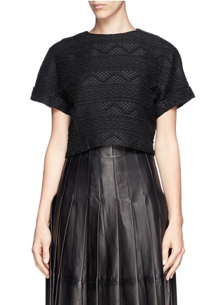 Main View - Click To Enlarge - ALICE & OLIVIA - 'Ida' textured stripe cropped top