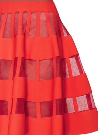 Detail View - Click To Enlarge - ALAÏA - 'Clair Obscur' mesh stripe sleeveless knit flared dress