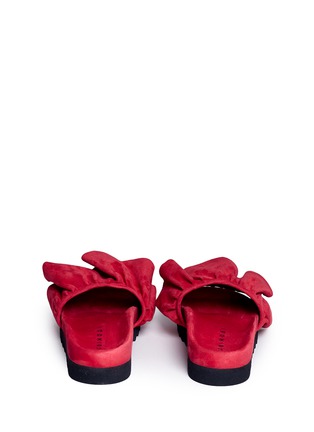 Back View - Click To Enlarge - JOSHUA SANDERS - Tiered ruffle band suede slides