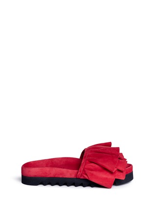 Main View - Click To Enlarge - JOSHUA SANDERS - Tiered ruffle band suede slides