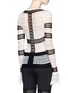 Back View - Click To Enlarge - ALEXANDER MCQUEEN - Flared cuff colourblock silk lace top