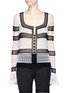 Main View - Click To Enlarge - ALEXANDER MCQUEEN - Flared cuff colourblock silk lace top
