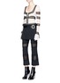 Figure View - Click To Enlarge - ALEXANDER MCQUEEN - Flared cuff colourblock silk lace top