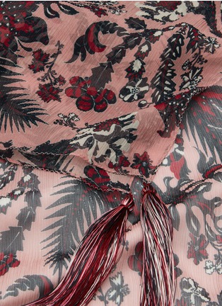 Detail View - Click To Enlarge - CHLOÉ - Cactus print crinkled silk tasselled scarf