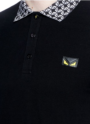 Detail View - Click To Enlarge - FENDI - 'Mini Bugs' print collar polo shirt
