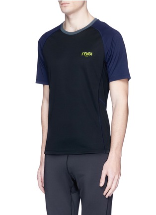 Front View - Click To Enlarge - FENDI - Logo print mesh jersey T-shirt
