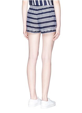 Back View - Click To Enlarge - LEM LEM - 'Edna' embroidered drawstring waist stripe shorts