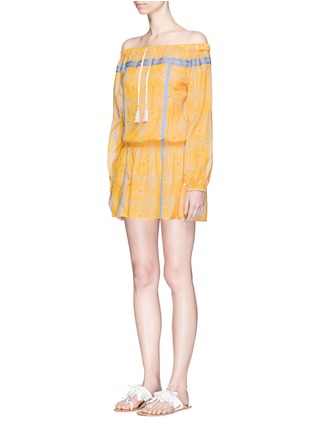 Front View - Click To Enlarge - LEM LEM - 'Makena' radial print off-shoulder mini dress