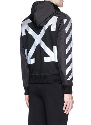 Back View - Click To Enlarge - MONCLER - x Off-White reflective print nylon sleeve zip hoodie