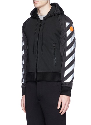 Front View - Click To Enlarge - MONCLER - x Off-White reflective print nylon sleeve zip hoodie