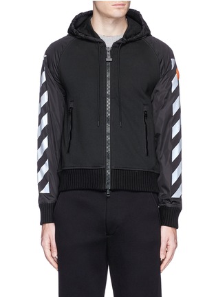 Main View - Click To Enlarge - MONCLER - x Off-White reflective print nylon sleeve zip hoodie