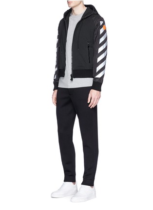 Figure View - Click To Enlarge - MONCLER - x Off-White reflective print nylon sleeve zip hoodie