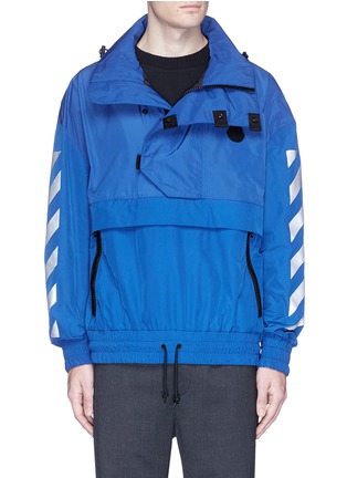 Main View - Click To Enlarge - MONCLER - x Off-White 'Treuil' storm flap reflective print coat